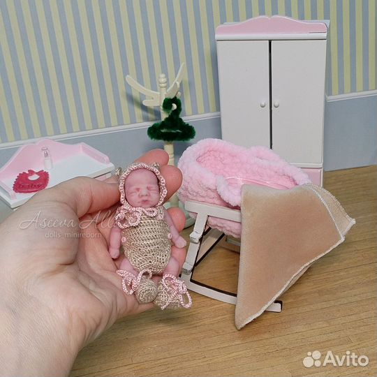 Силиконовый пупсик 6 см мини реборн из силикона