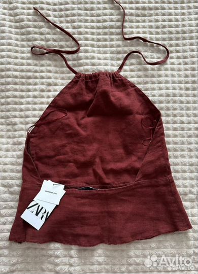 Топ льняной новый zara 44