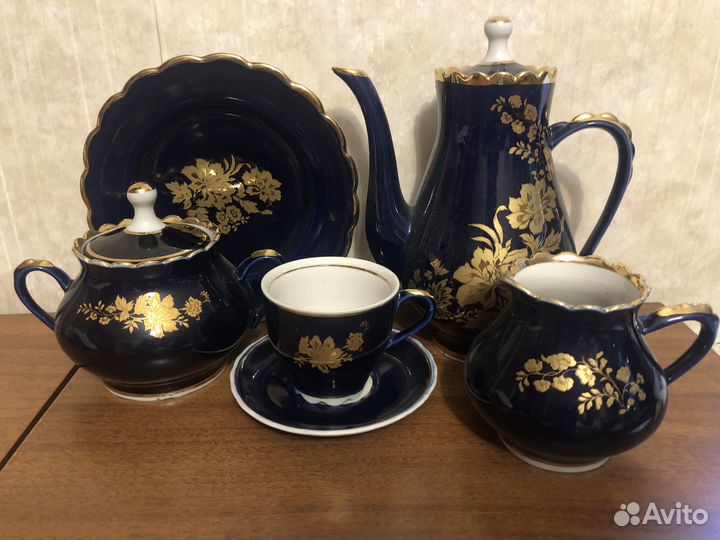 Сервиз кофейный, Россия, кобальт с позолотой