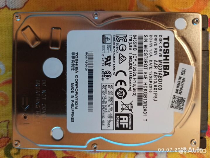 Жёсткий диск Toshiba 1 тб MQ01ABD100