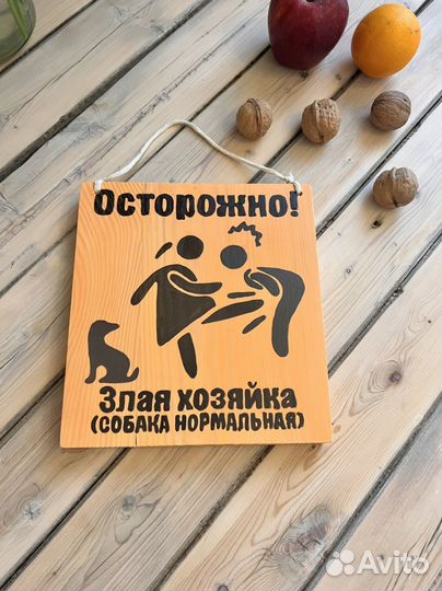 Табличка,во дворе злая хозяйка собака нормальна