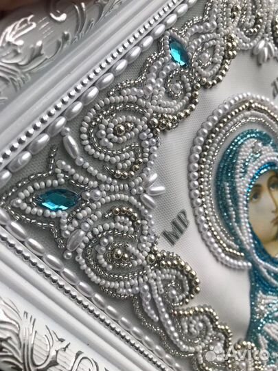 Икона Ангел Хранитель бисером на Крещение