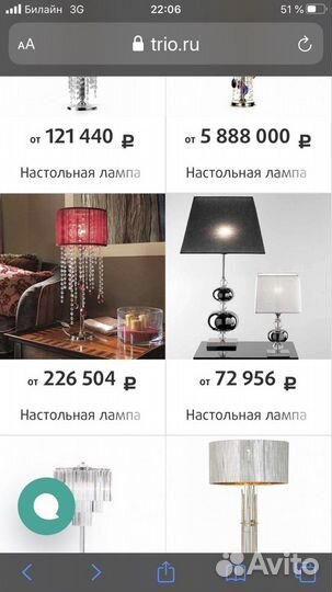 Лампа настольная «Paralume Marina”Италия