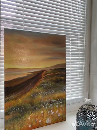 Картина маслом «Пламенный закат»