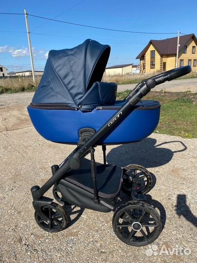 Коляска 2в1 Riko Basic Ozon, 01 (графит-синий)