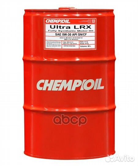 5W-30 Ultra LRX SN/CF, C3, 60л (синт. мотор