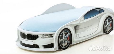 Кровать-машина Манго бмв (белая)