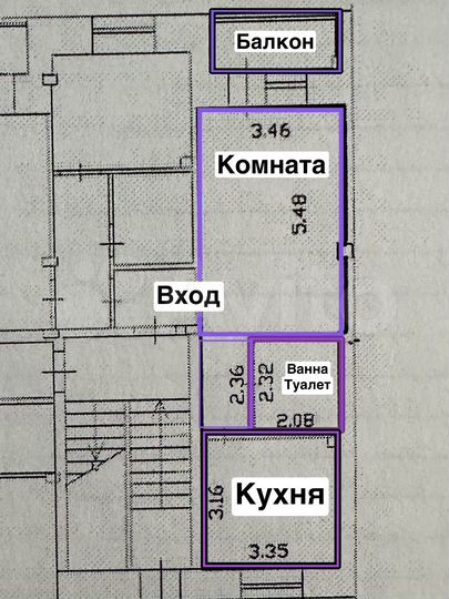 1-к. квартира, 37 м², 1/3 эт.
