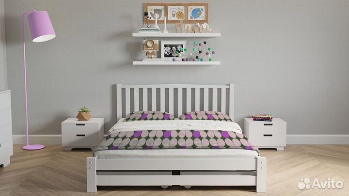 Кровать из натурального дерева 2-спальная 