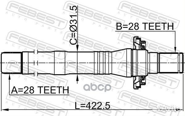 Полуось правая 28x423x28 (hyundai santa FE (CM)