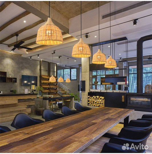 Светильник потолочный из ротанга