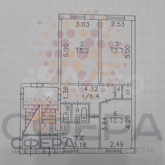 3-к. квартира, 57,2 м², 1/5 эт.
