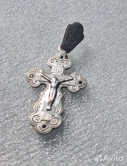 Крест с фианитами, серебро