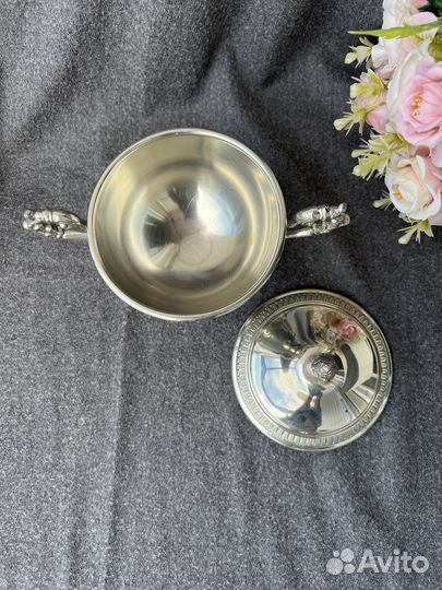Сахарница винтажная оловянная