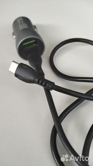 Зарядка для прикуривателя + кабель type c