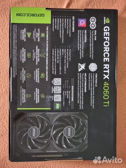 Видеокарта MSI Ventus 2X Black 8G RTX4060Ti, 8GB