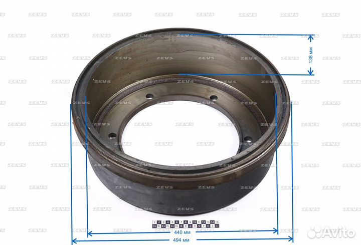 Барабан тормозной задний, Zevs BRD13