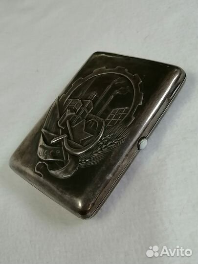 Портсигар агитация. Серебро 875 проба.20-30г