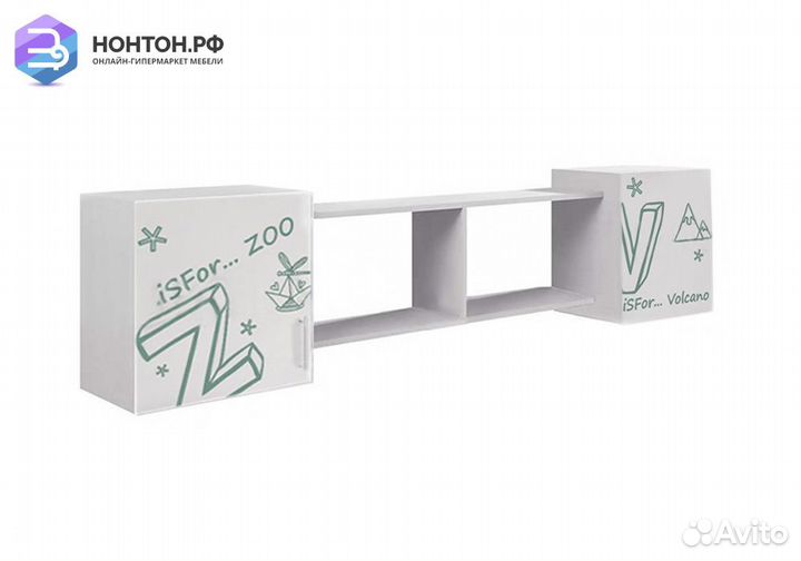 Полка навесная Вега Алфавит белый / мятный