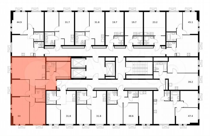 3-к. квартира, 88 м², 25/25 эт.
