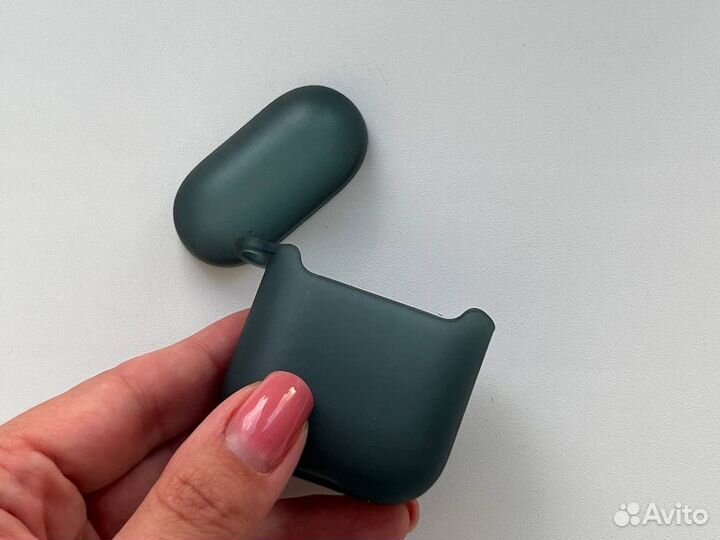 Серый чехол кейс для наушников Apple Air Pods 1/2