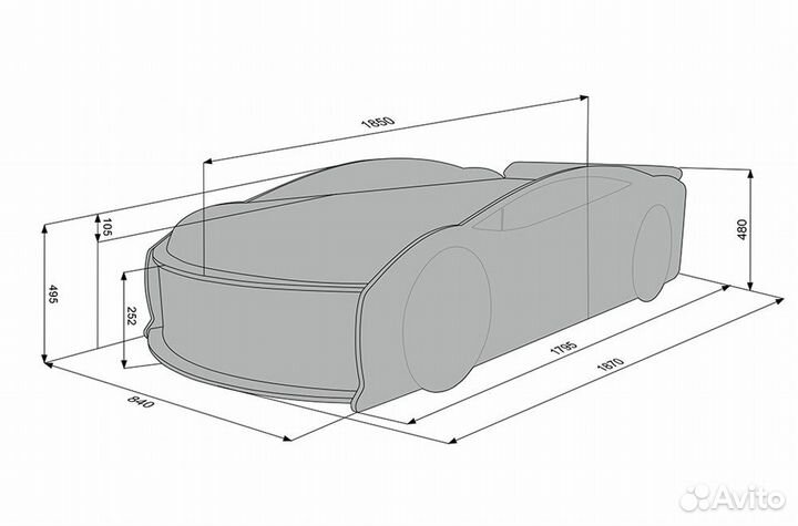 Кровать-машина «BMW», матрас в комплекте