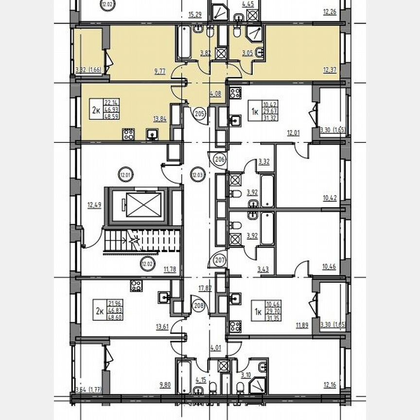 2-к. квартира, 48,6 м², 12/12 эт.