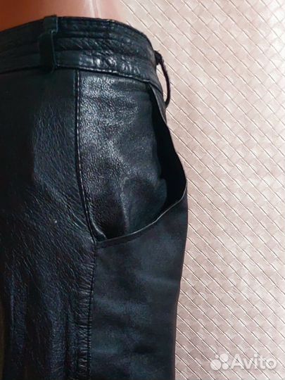 Брюки из натуральной кожи чёрные 44-46