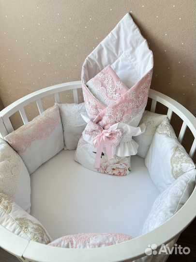 Бортики в детскую кроватку, одеяло, конверт, кокон