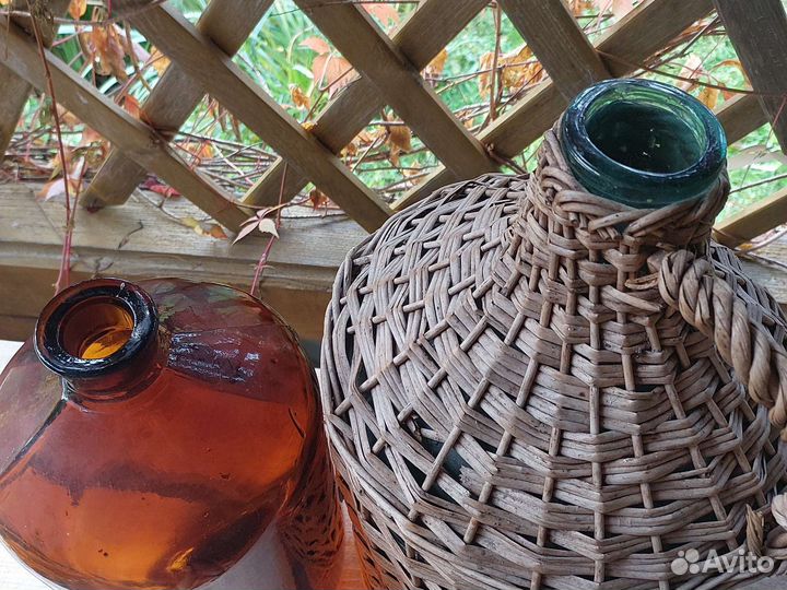 Бутыль в оплетке темная аптекарская СССР