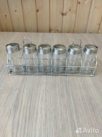 Набор баночек для специй на подставке, бу