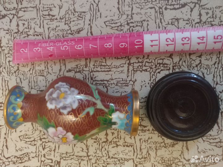 Вазы китайские клуазоне парные с подставками