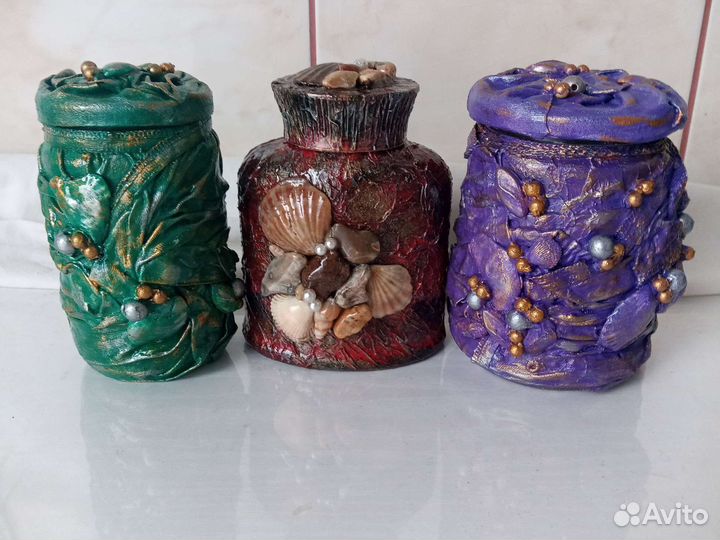 Подарок. Баночка стеклянная, декупаж