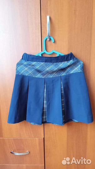 Сарафан, юбка, жилет. Синяя клетка, школьная форма