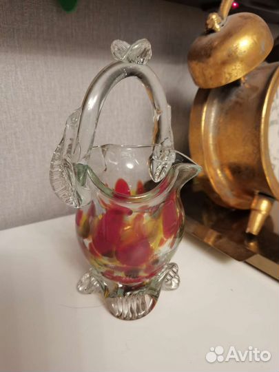 Корзиночка/ваза цветное стекло