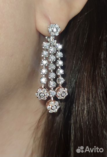 Серьги с муассанитами 2.59 ct