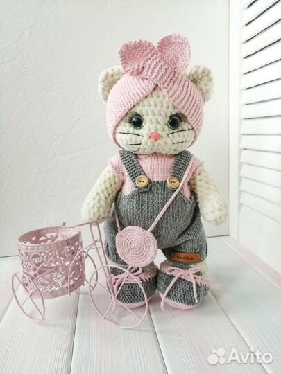 Кошка вязаная Кошка ручной работы. Кот плюшевый