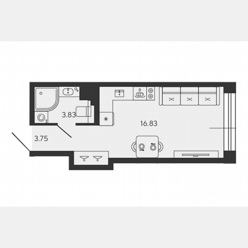 Квартира-студия, 24 м², 12/22 эт.