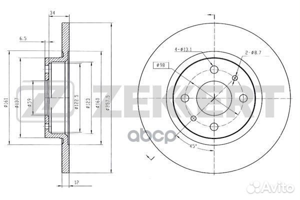 Диск торм. перед. Fiat Punto (176 188) 93- Te