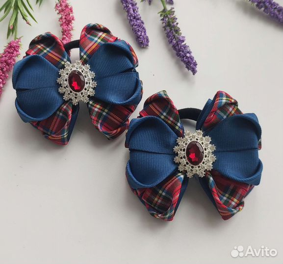 Бант, заколка, резинка. Бант для 23 школы. Клетка
