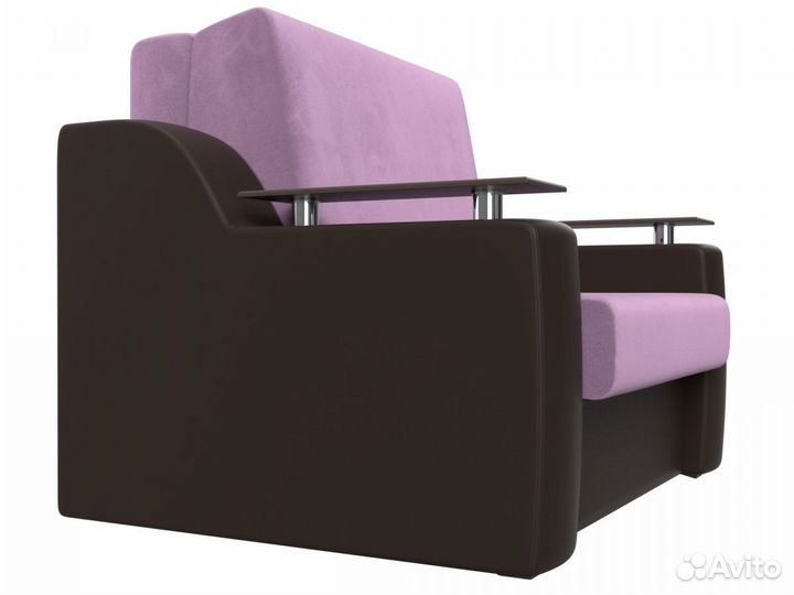 Диван прямой аккордеон Сенатор 100, микровельвет, сиреневый, коричневый