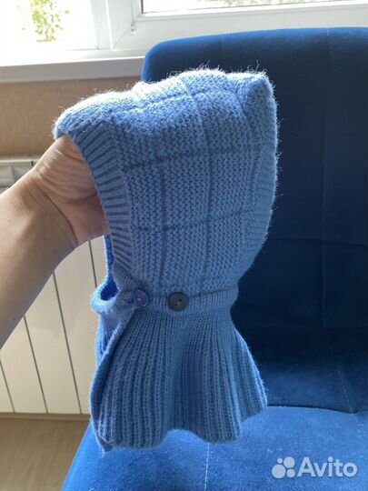 Шапка шлем с манишкой на пуговке 