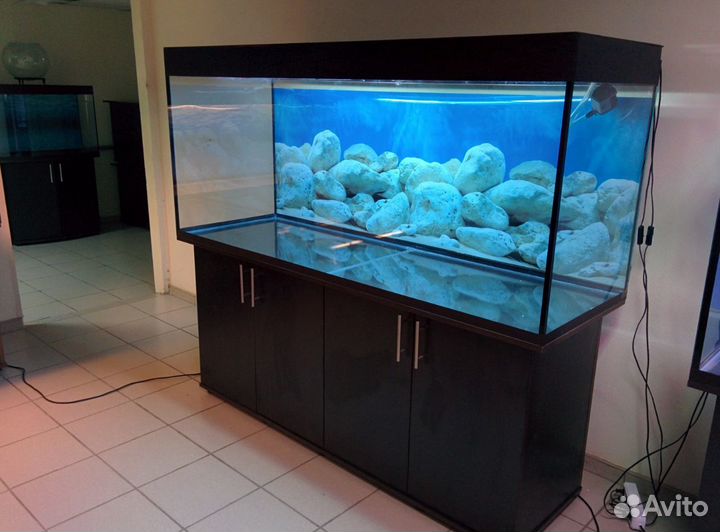 Аквариум 700л. Новый, свет, биофильтр, тумба, фон