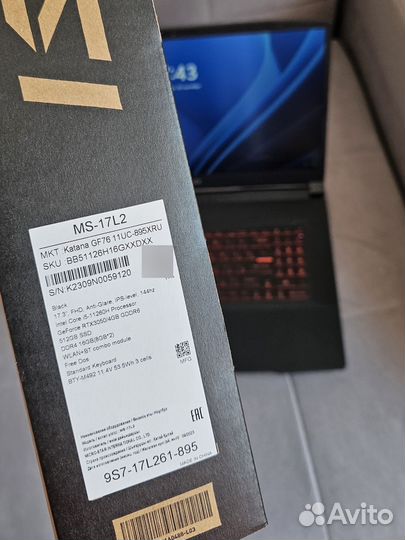 Игровой ноутбук MSI 17,3 / RTX3050 + 16 + 512