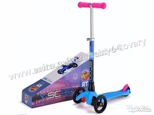 Самокат Y-scoo Mini Glam цвет-синий, до 30кг