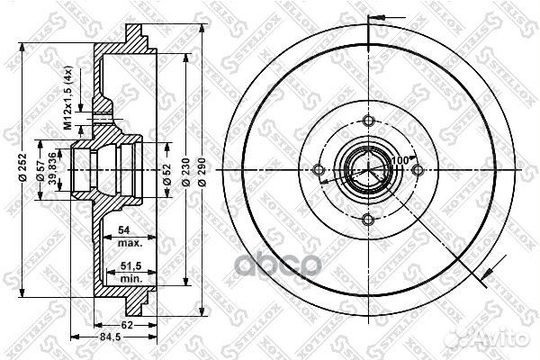 Барабан тормозной VW passat ALL 85-97 60254719S