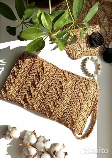 Сумка клатч из Рафии ручной работы (на заказ)