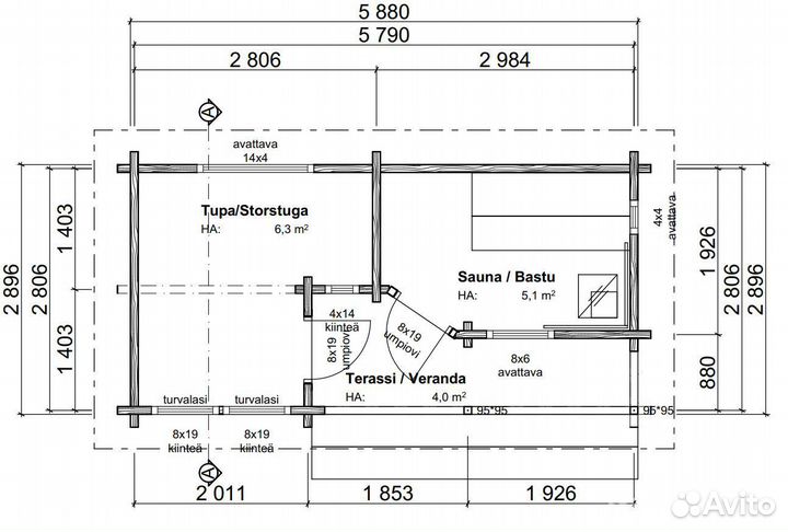 Перевозной финский дом баня не бочка из бруса Viik