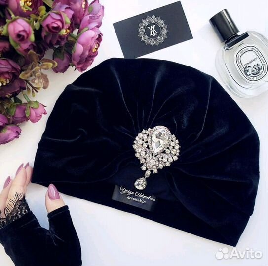 Тюрбан черный бархат