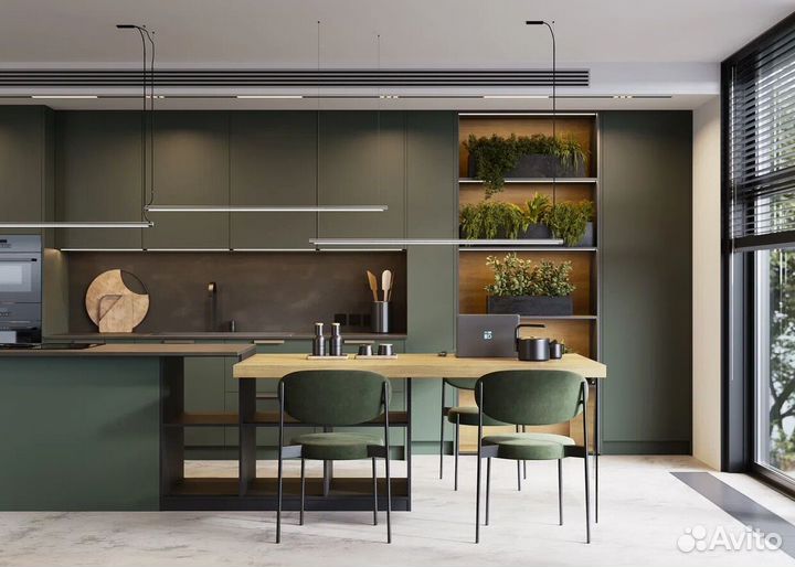 Кухня угловая с барной стойкой